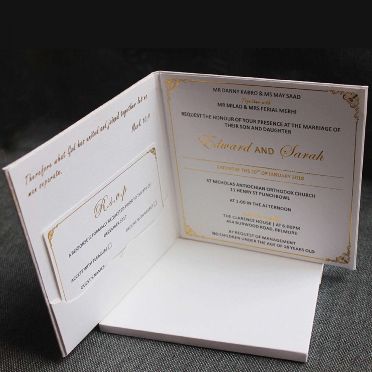 Pocket Invitation Card Foiling Printing Wedding Invitation Card Personalized Custom